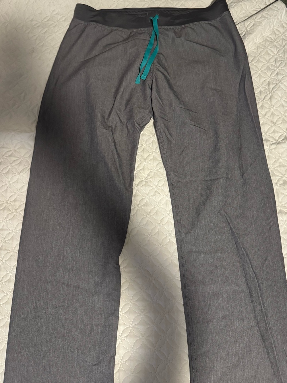 FIGS - Grey Scrub Set with Teal Drawlstring
